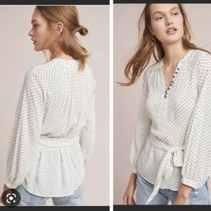 Anthropologie Maeve Lucie polka dot blouse Sz 2